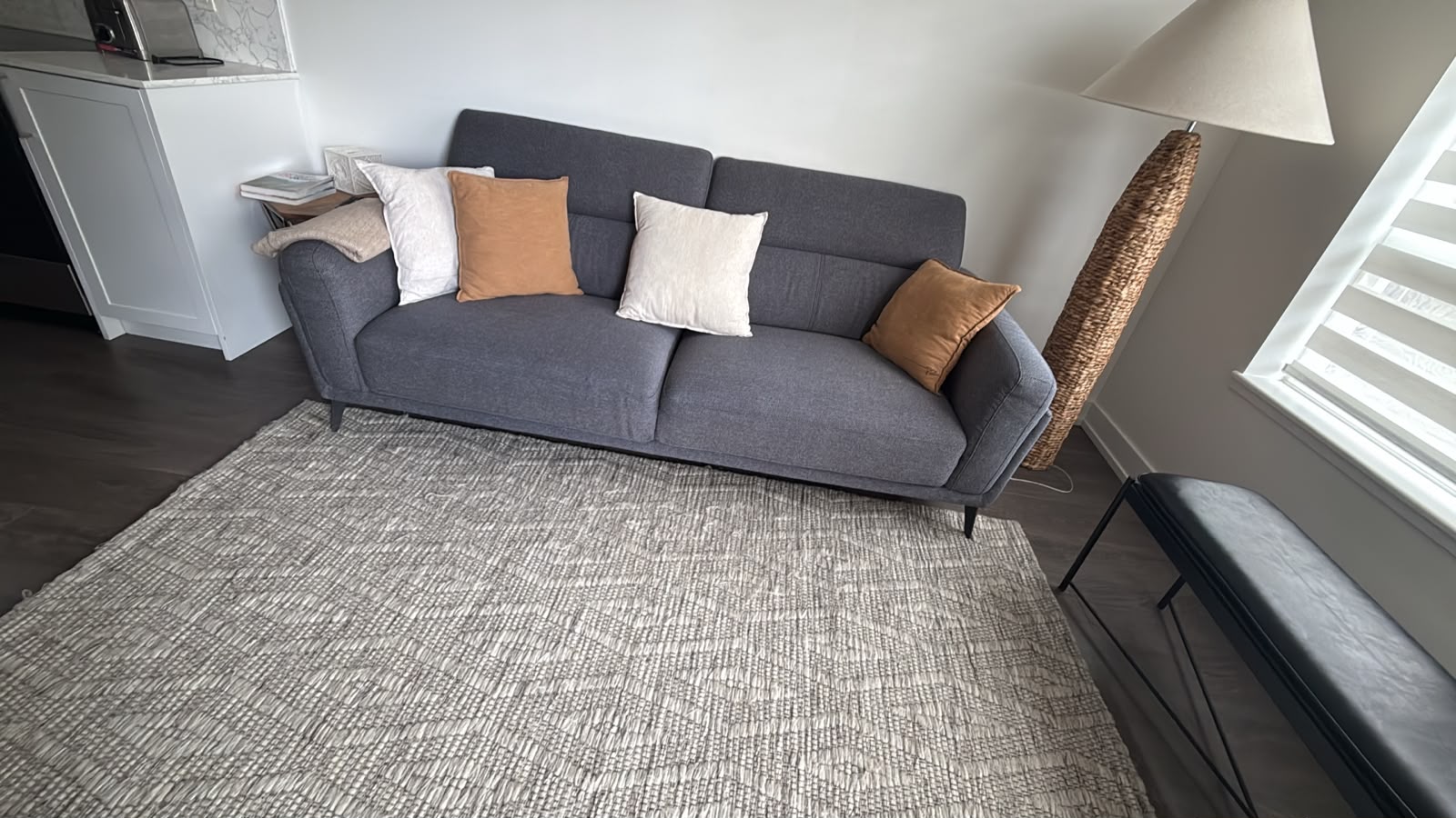 Clean and staged Airbnb living room ready for guests