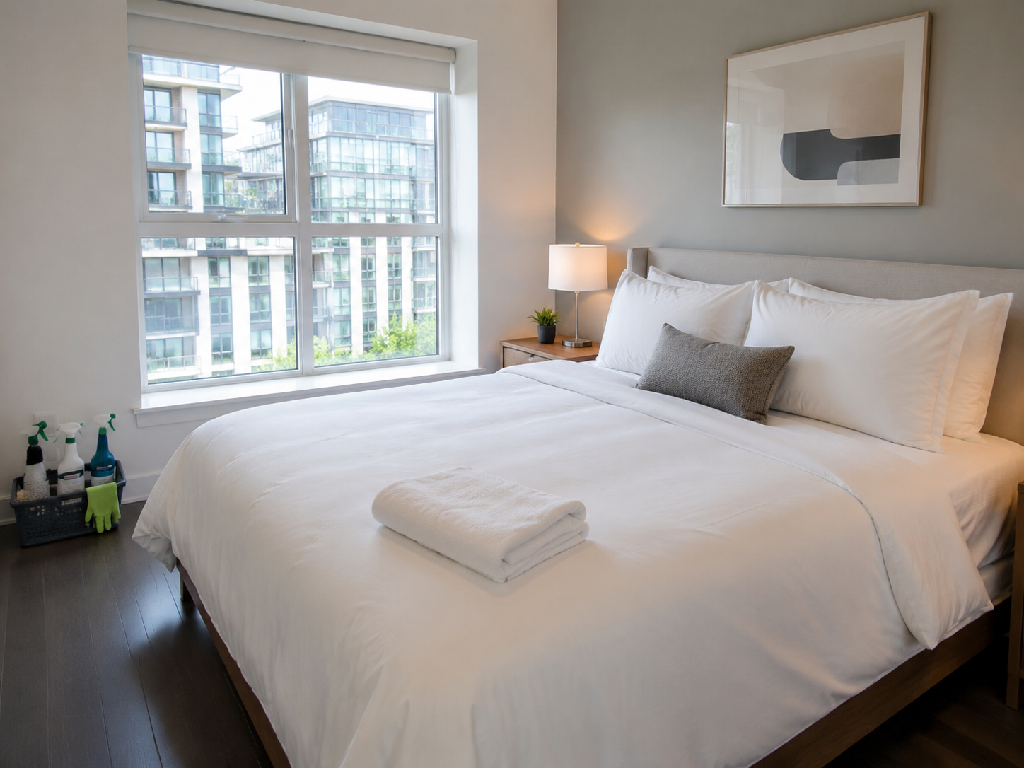 Guest-ready Airbnb bedroom with fresh linens